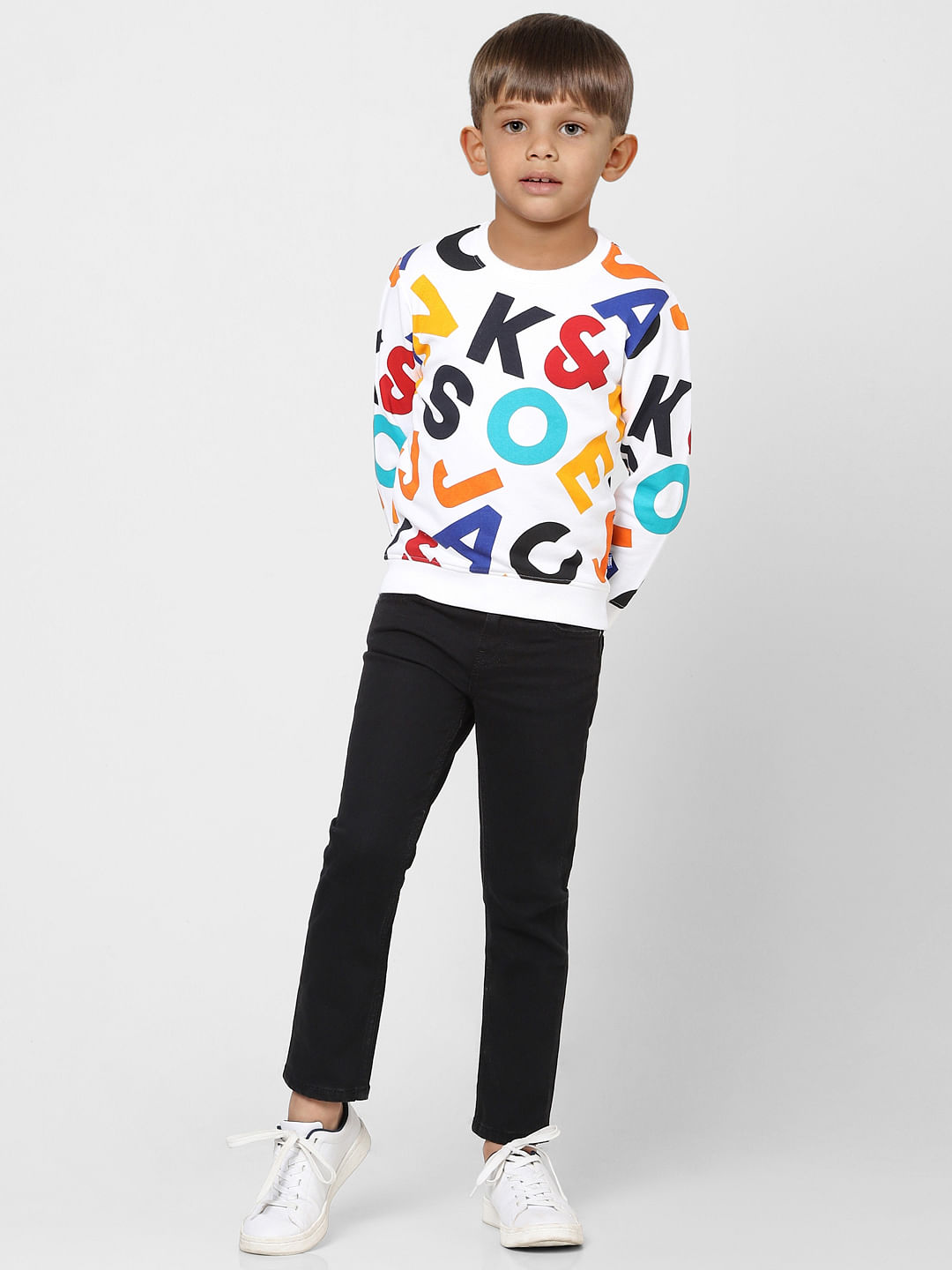 BOYS White All Over Print Sweatshirt - 4/5Y
