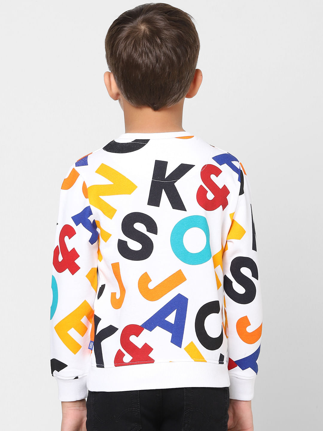 BOYS White All Over Print Sweatshirt