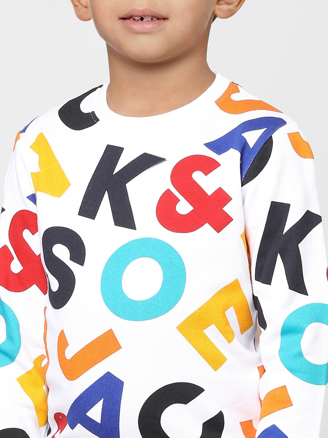 BOYS White All Over Print Sweatshirt