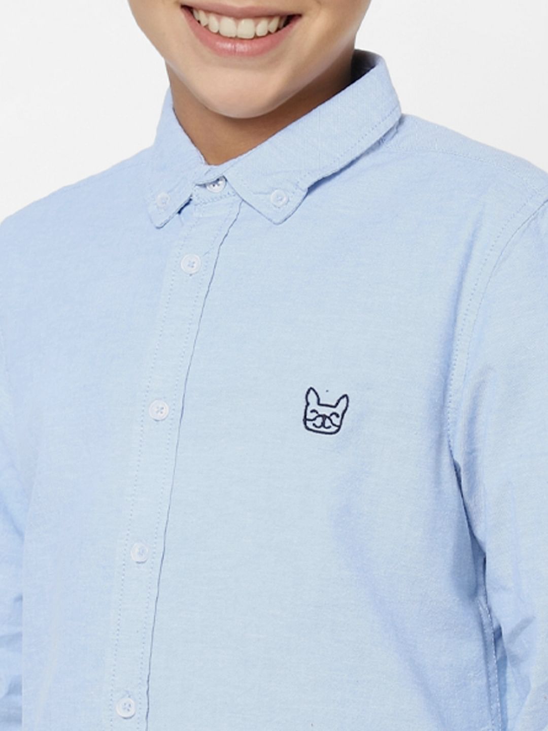 BOYS Blue Solid Full Sleeves Shirt