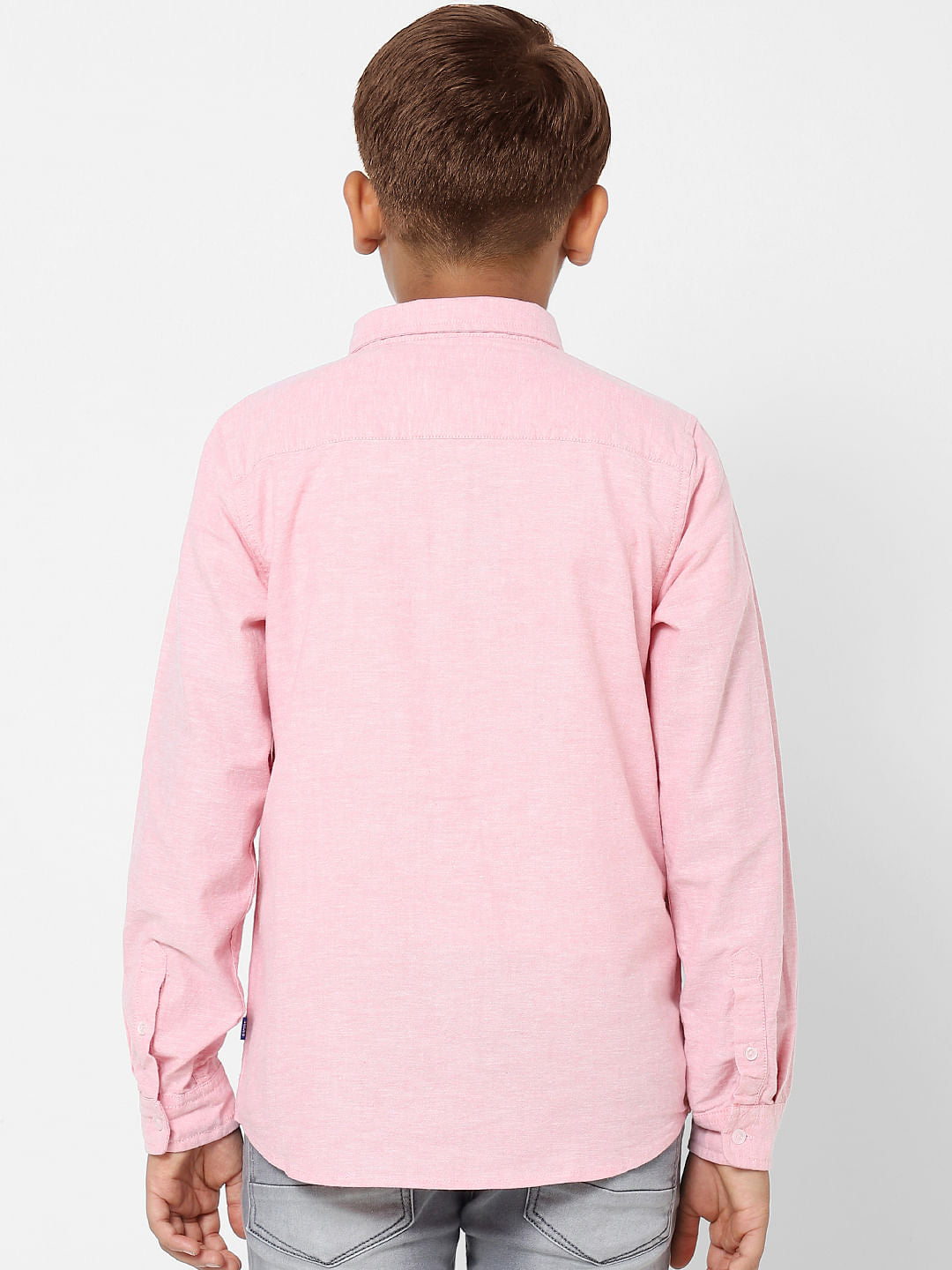 BOYS Pink Solid Full Sleeves Shirt