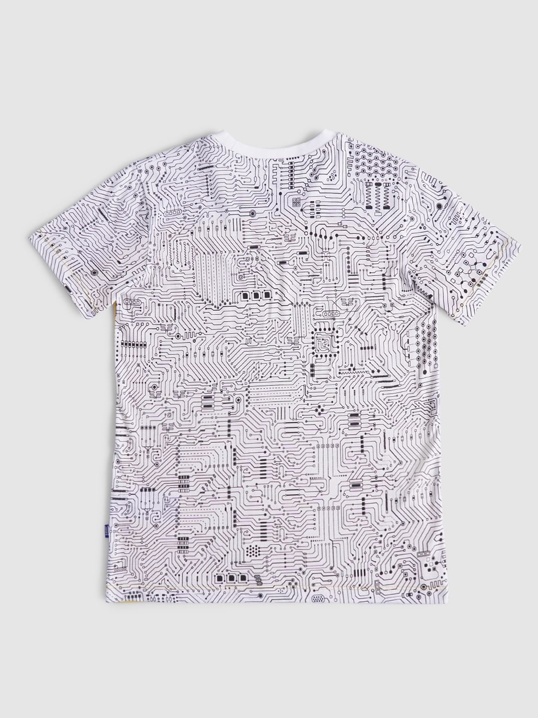 Boys Yellow Circuit Print Crew Neck T-shirt
