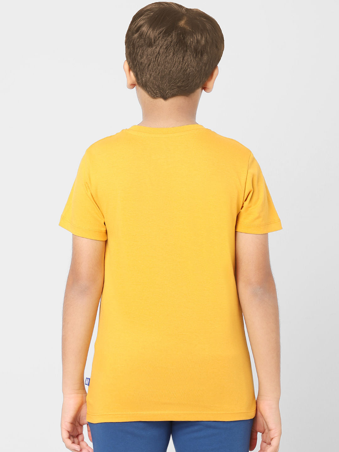 Boys Yellow Logo Print Crew Neck T-shirt