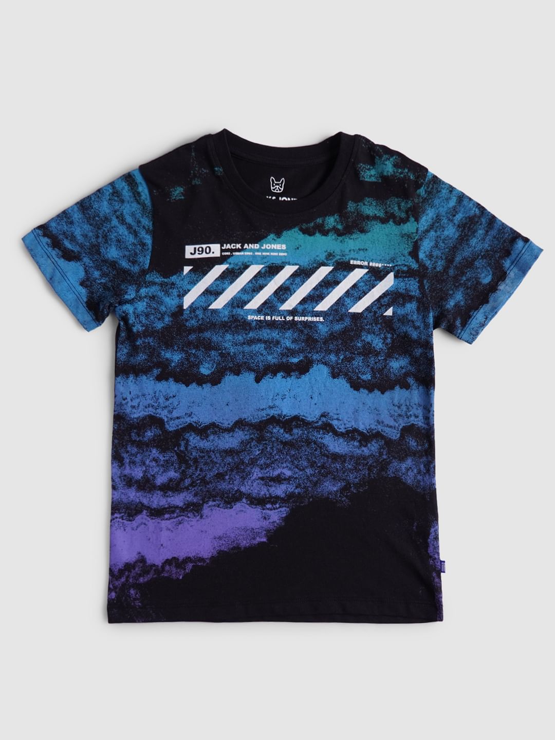 Boys Blue Galaxy Print Crew Neck T-shirt - 4/5Y