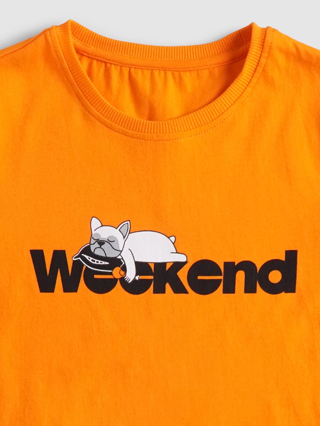 Boys Orange Graphic Print T-shirt