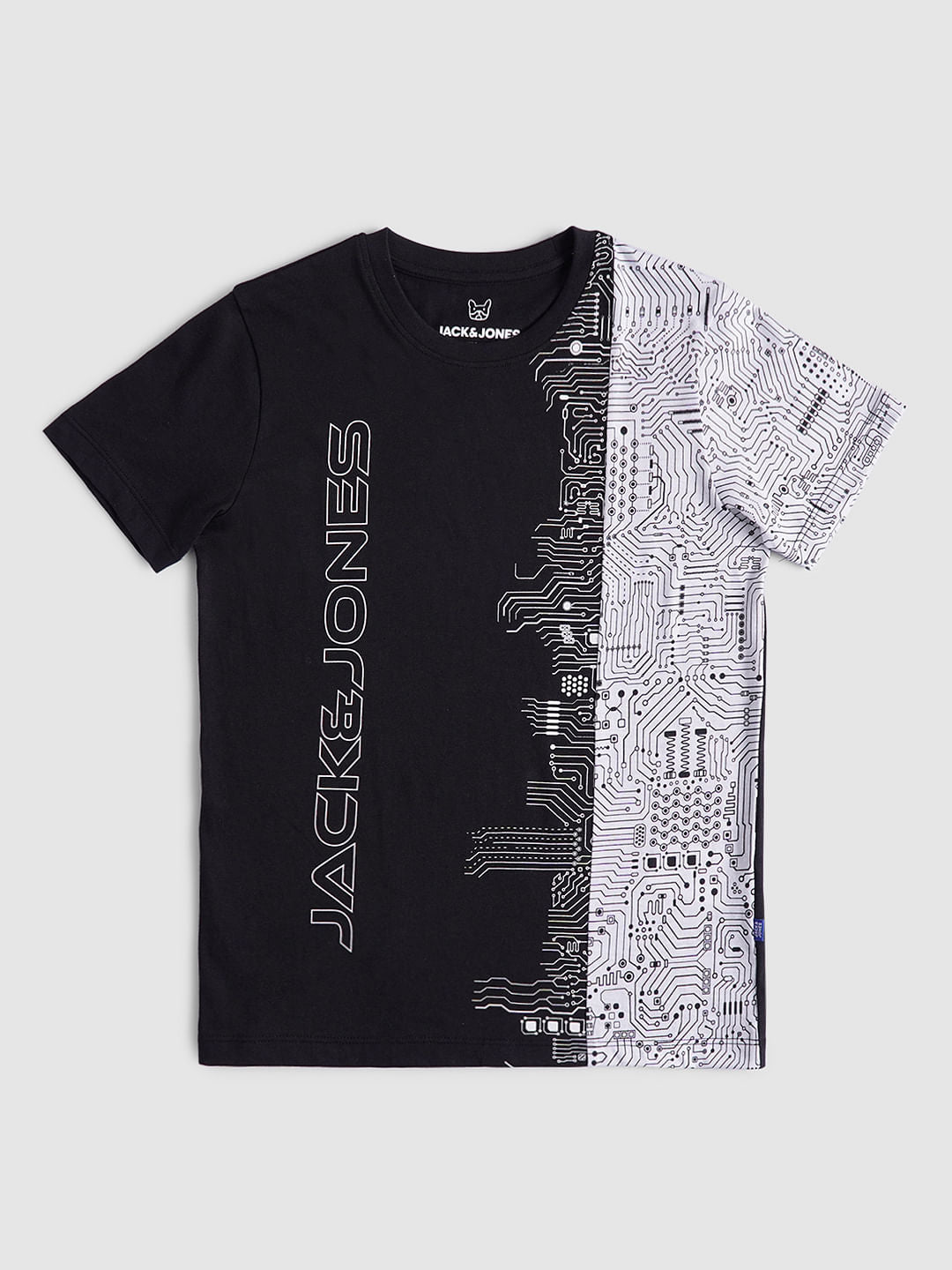 Boys Black Printed Crew Neck T-shirt - 9/10Y