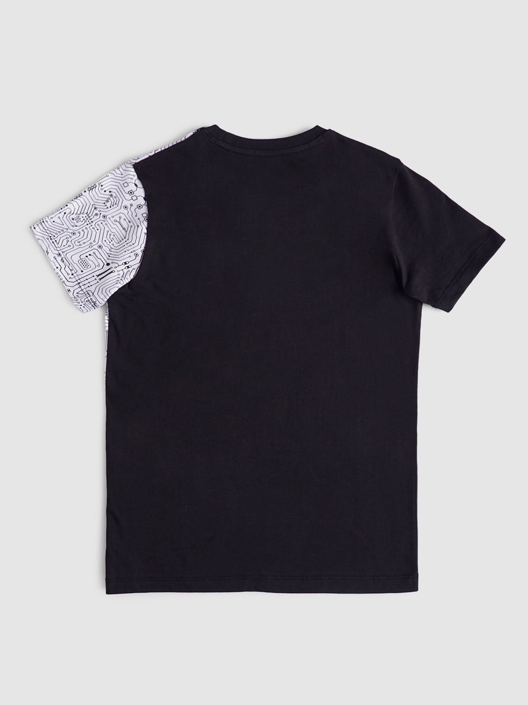 Boys Black Printed Crew Neck T-shirt