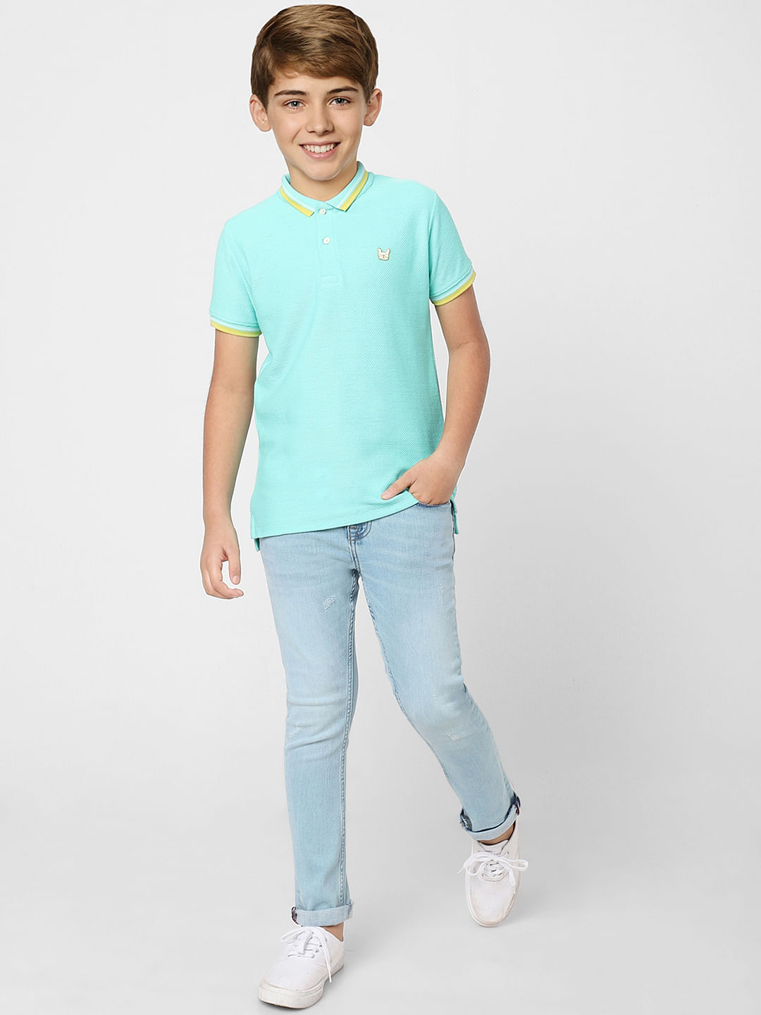 Boys Blue Polo Neck T-shirt - 4/5Y