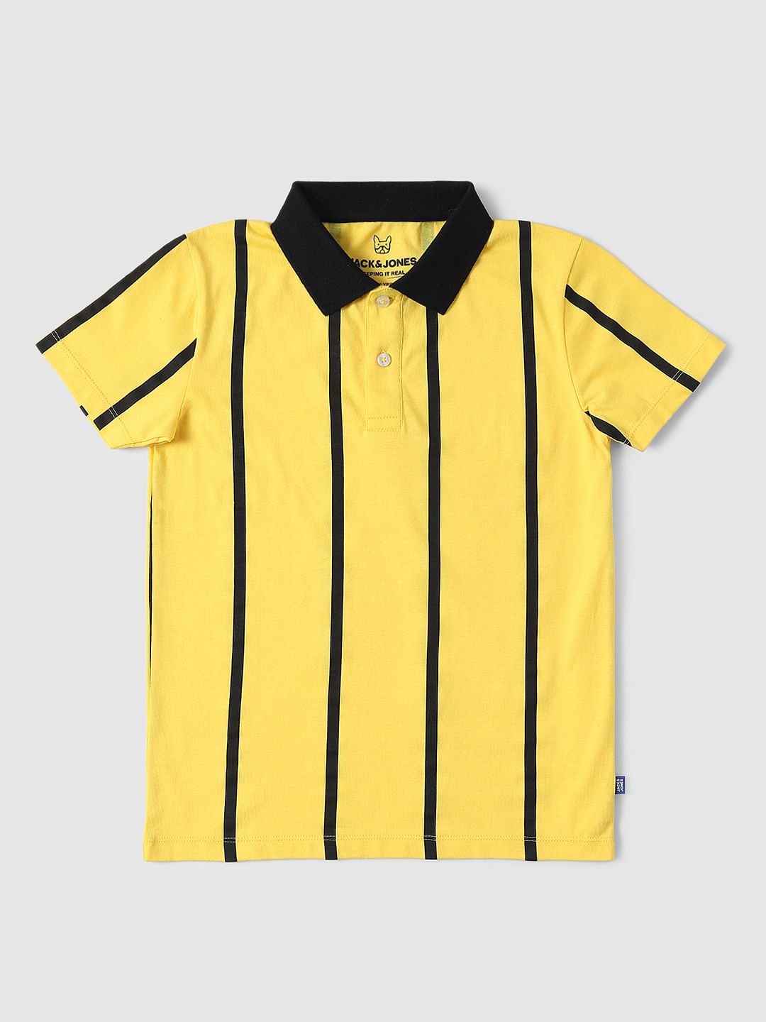 Boys Yellow Striped Polo T-shirt - 4/5Y