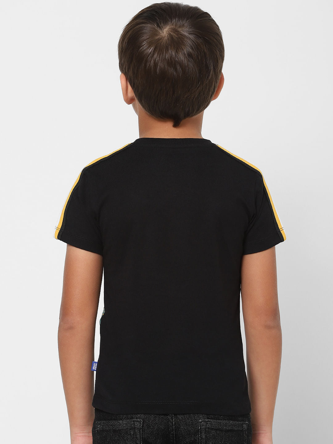 Boys Black Graphic Print Crew Neck T-shirt