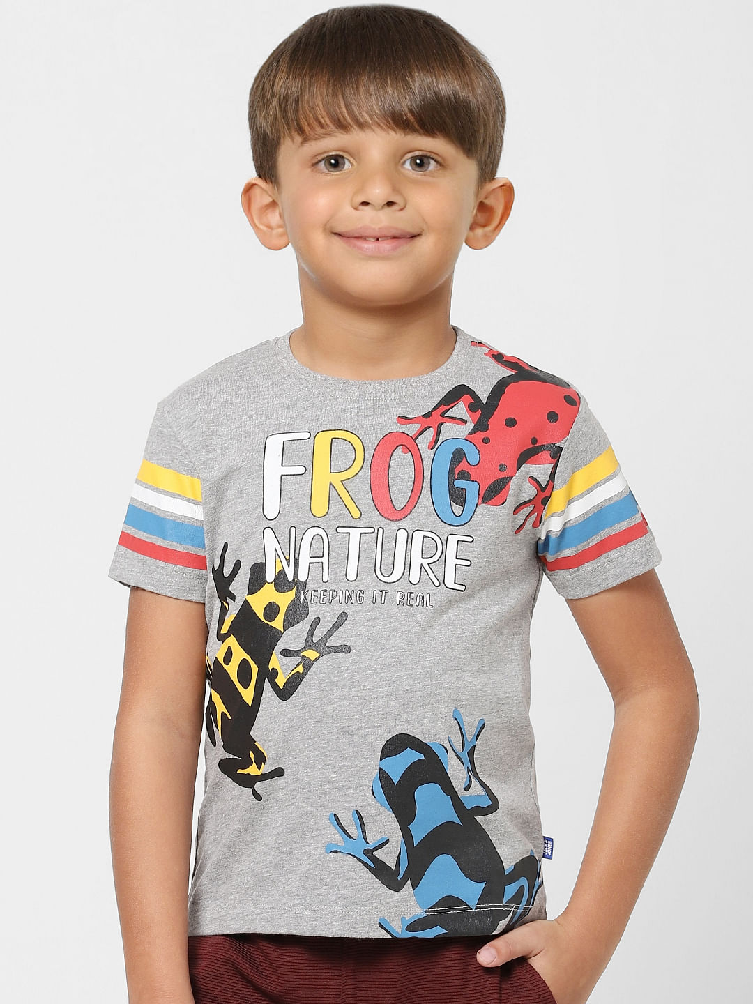 Boys Grey Graphic Print Crew Neck T-shirt