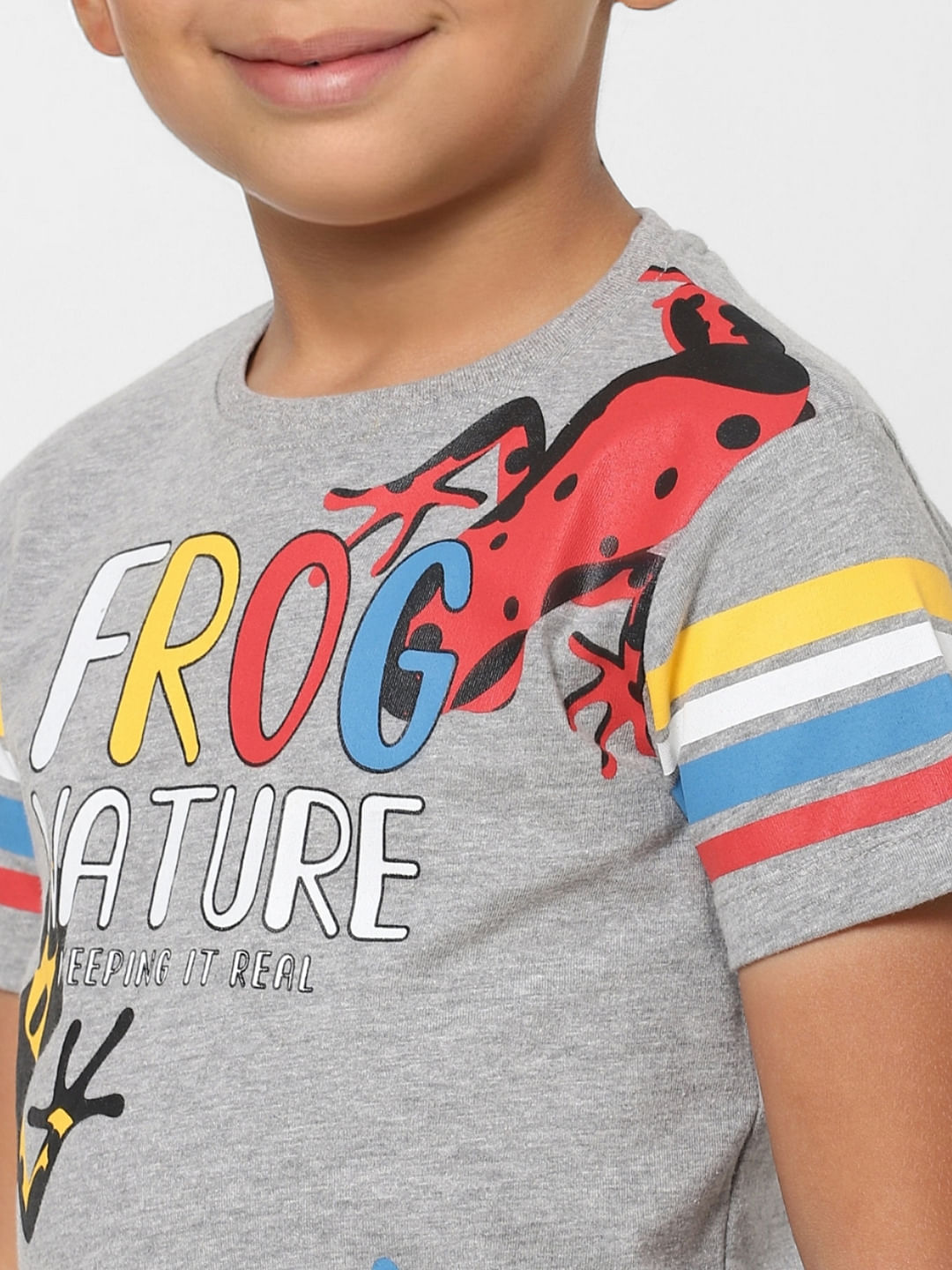 Boys Grey Graphic Print Crew Neck T-shirt