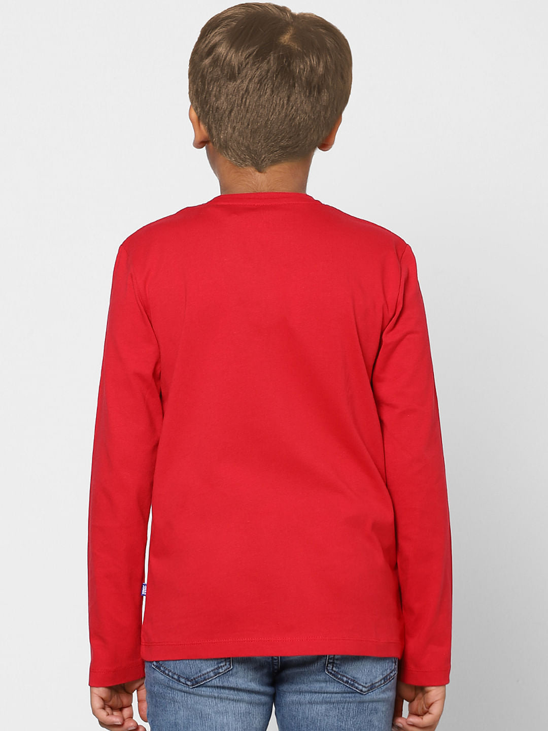 Boys Red Graphic Print Full Sleeves T-shirt
