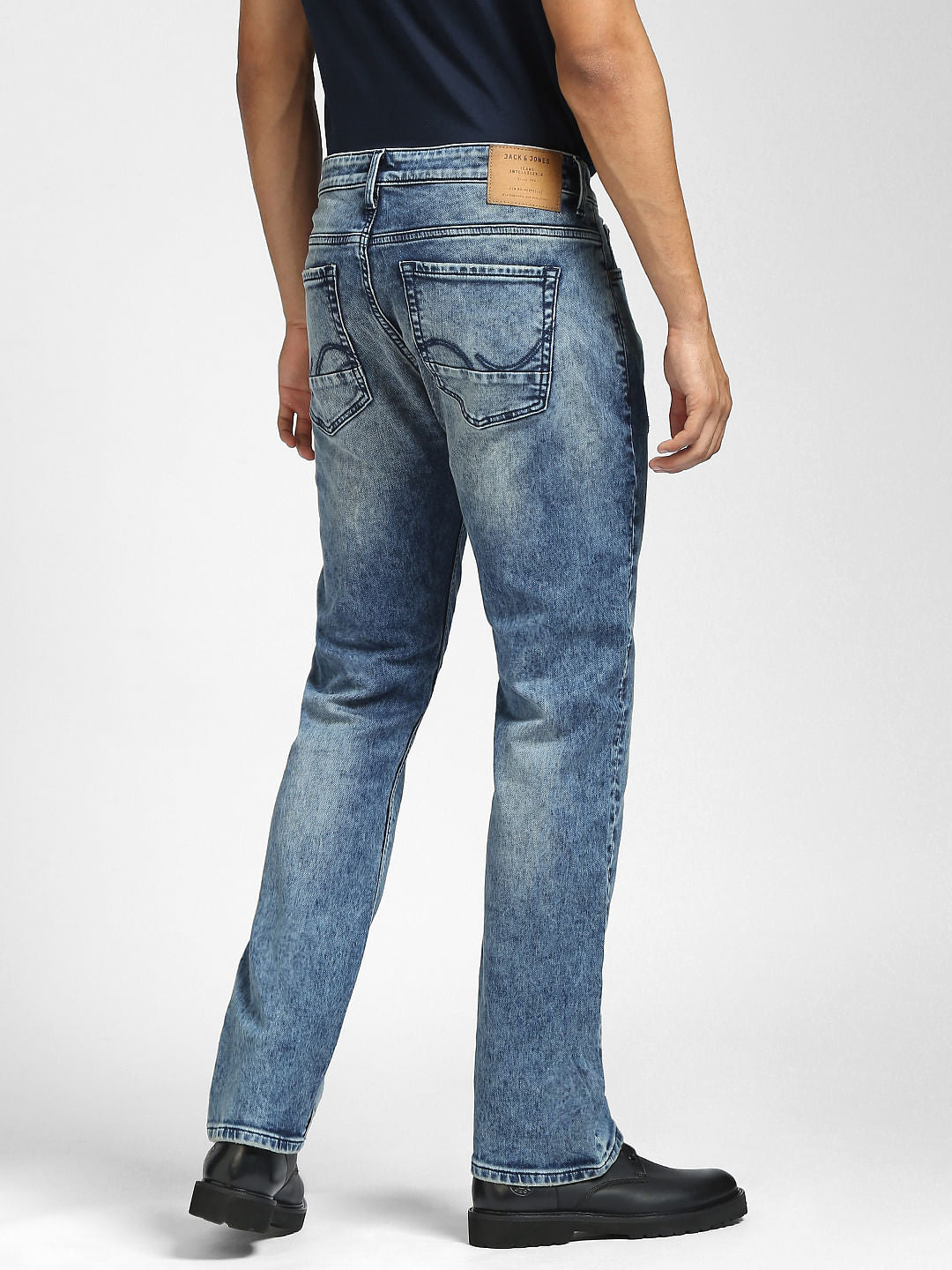 Blue Mid Rise Clark Straight Fit Jeans