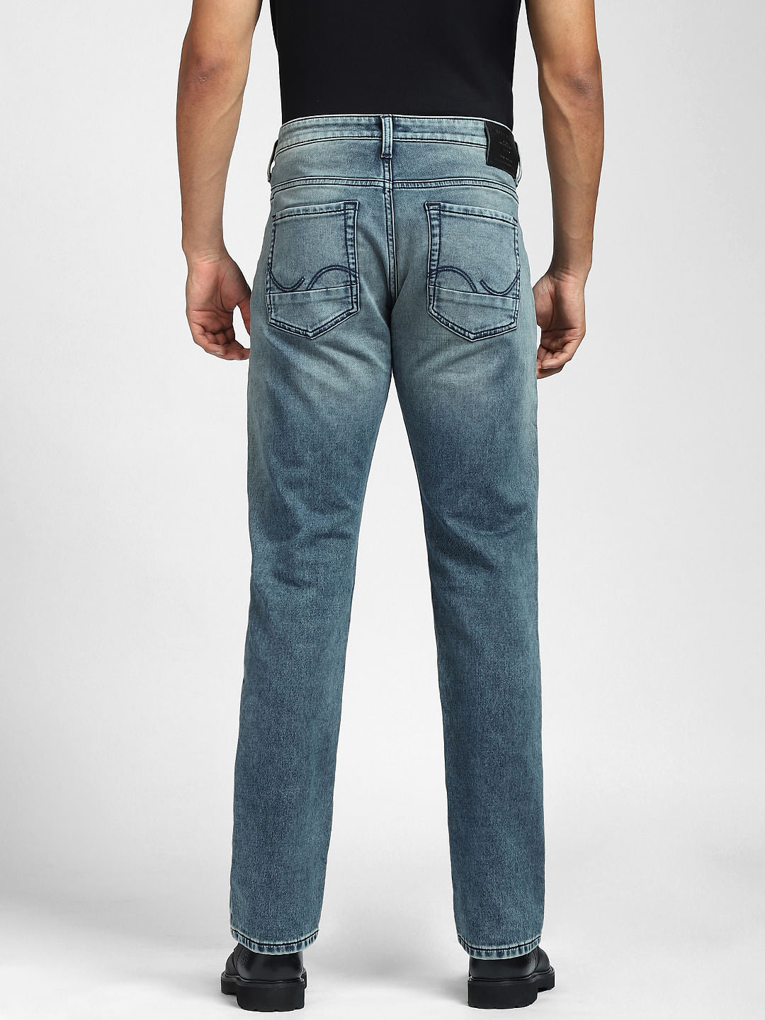 Blue Mid Rise Clark Straight Fit Jeans