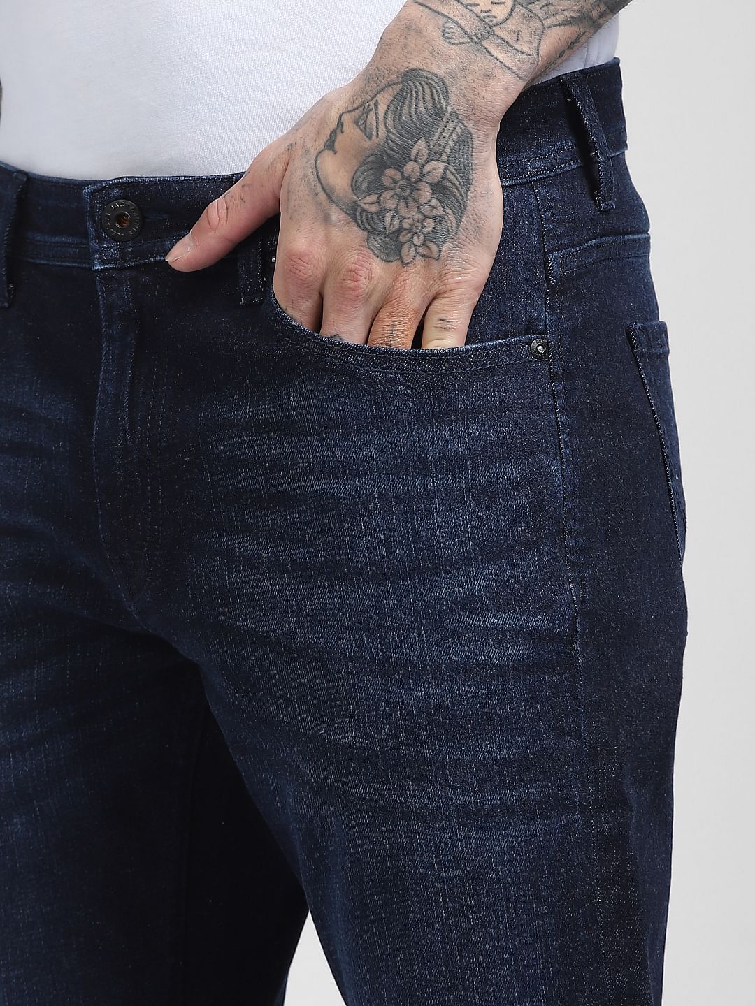 Dark Blue Mid Rise Clark Regular Jeans
