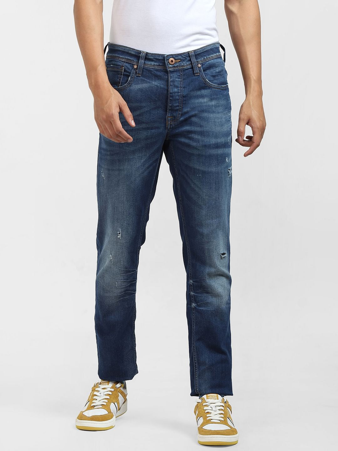 Blue Low Rise Faded Slim Fit Jeans