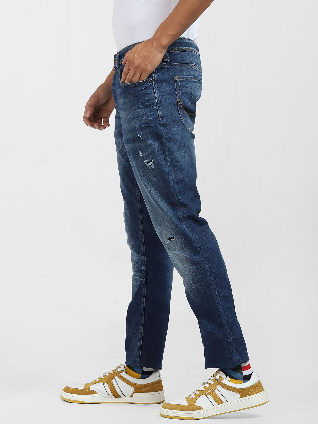 Blue Low Rise Faded Slim Fit Jeans