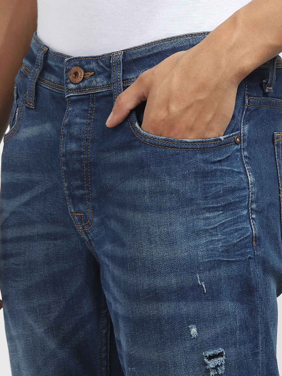 Blue Low Rise Faded Slim Fit Jeans