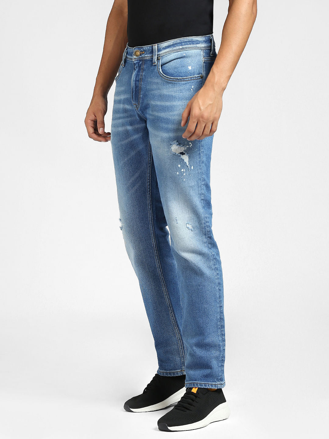 Blue Low Rise Tim Ripped Anti Fit Jeans