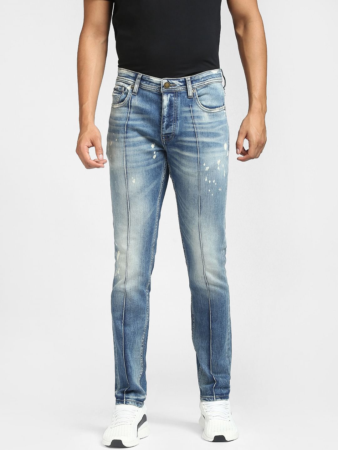 Blue Low Rise Glenn Ripped Slim Jeans
