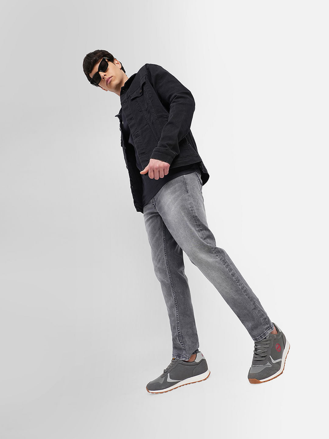 Grey Low Rise Washed Tim Anti Fit Jeans - 38/34