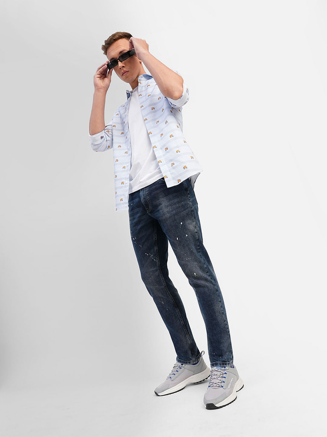Blue Low Rise Distressed Glenn Slim Jeans - 28/30