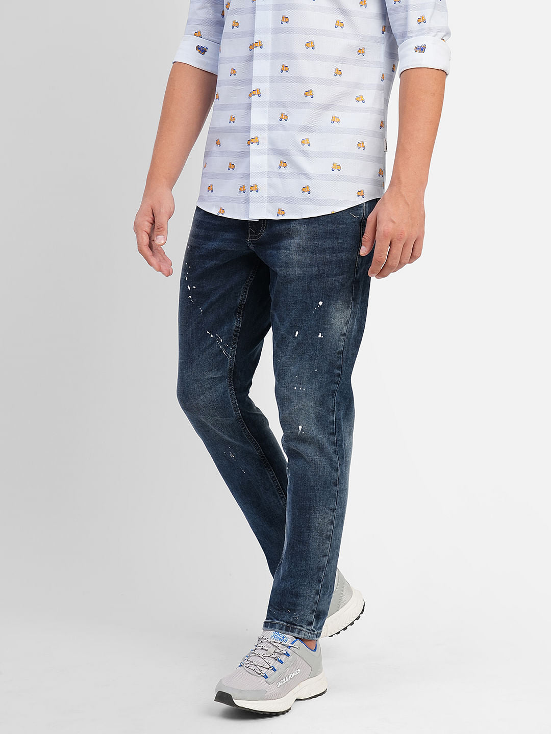 Blue Low Rise Distressed Glenn Slim Jeans
