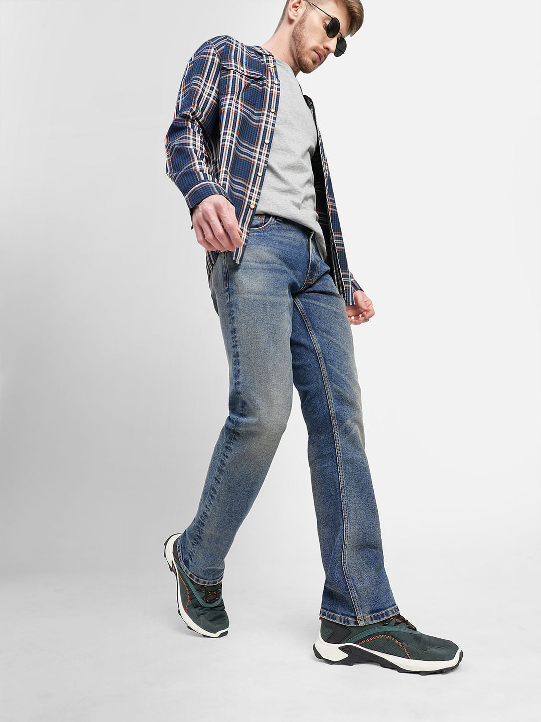 Dark Blue Mid Rise Clark Regular Fit Jeans - 28/30
