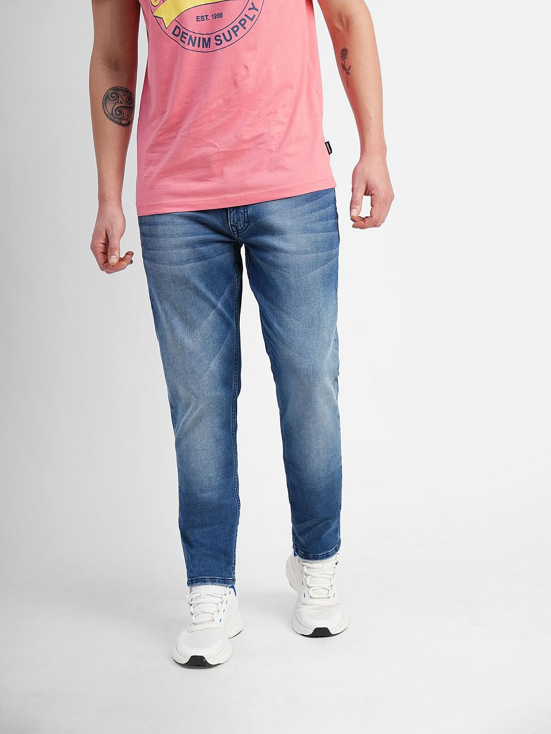 Blue Low Rise Washed Ben Skinny Fit Jeans