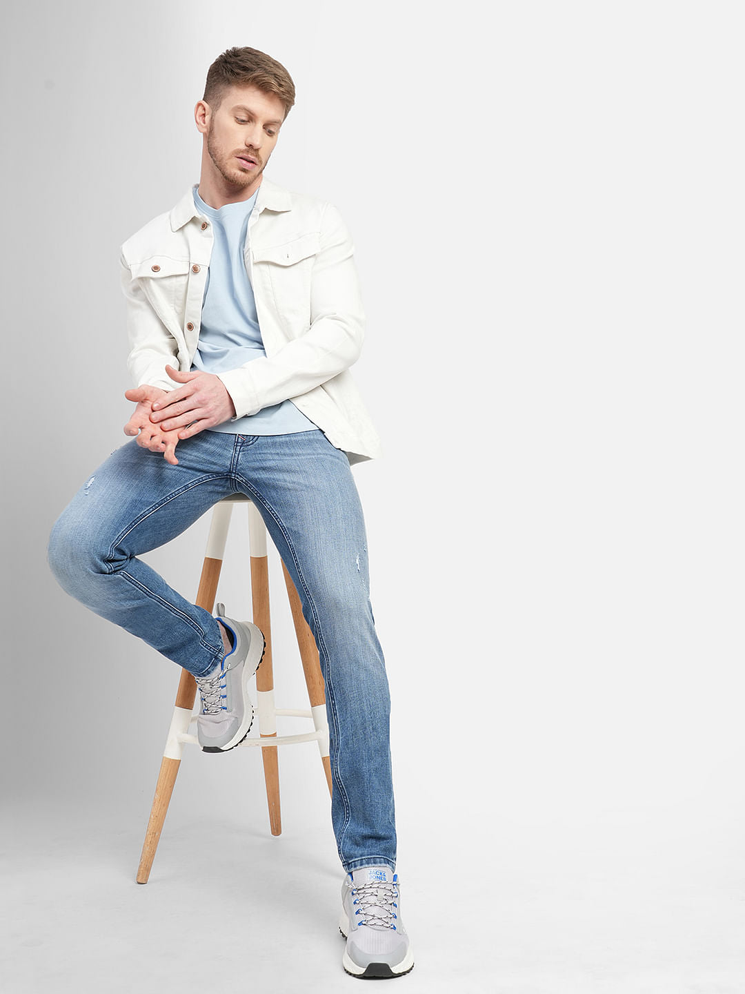 Blue Low Rise Distressed Liam Skinny Jeans - 28/30