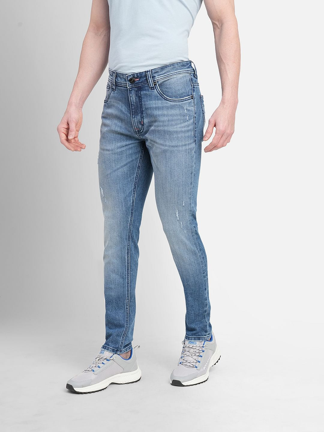Blue Low Rise Distressed Liam Skinny Jeans