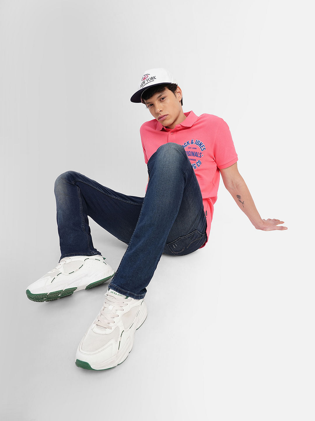 Dark Blue Low Rise Distressed Glenn Slim Jeans