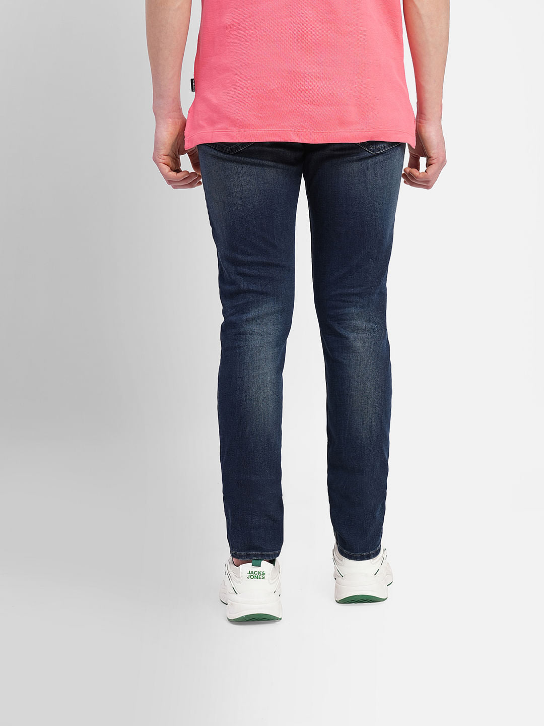 Dark Blue Low Rise Distressed Glenn Slim Jeans