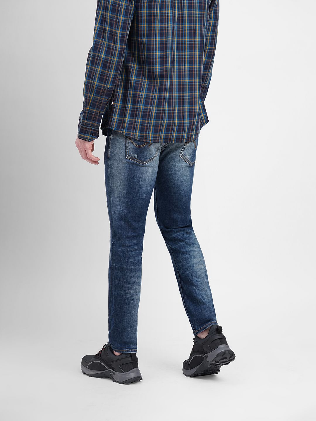 Dark Blue Low Rise Distressed Ben Skinny Jeans