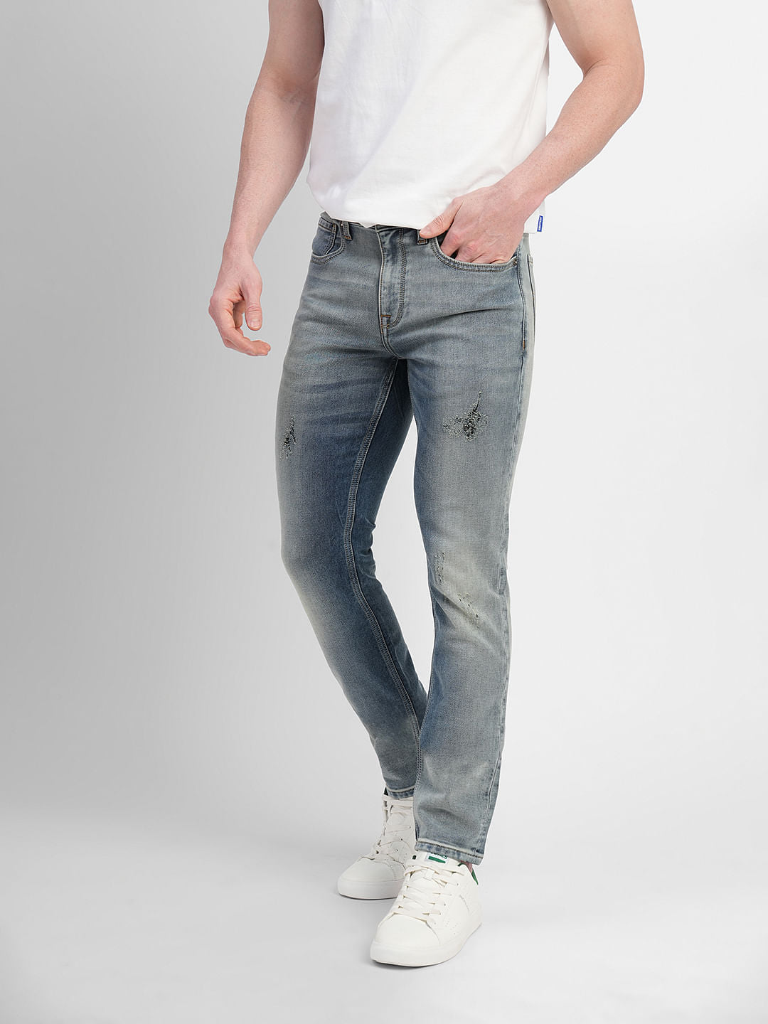 Light Blue Low Rise Washed Glenn Slim Jeans