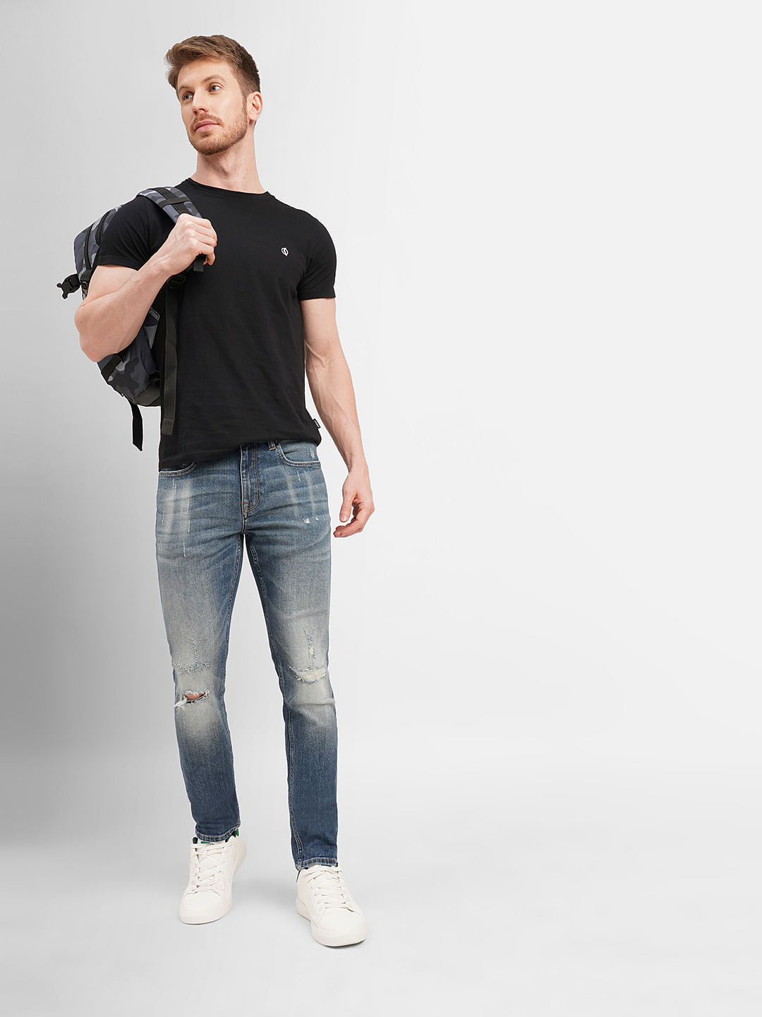 Dark Blue Low Rise Ripped Glenn Slim Jeans - 28/30