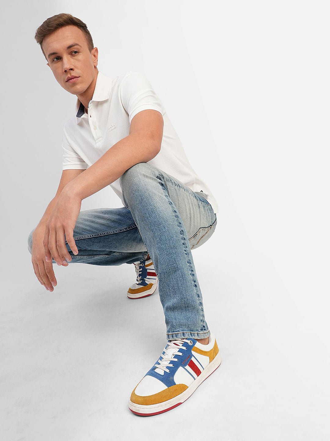 Blue Low Rise Distressed Glenn Slim Jeans - 28/30