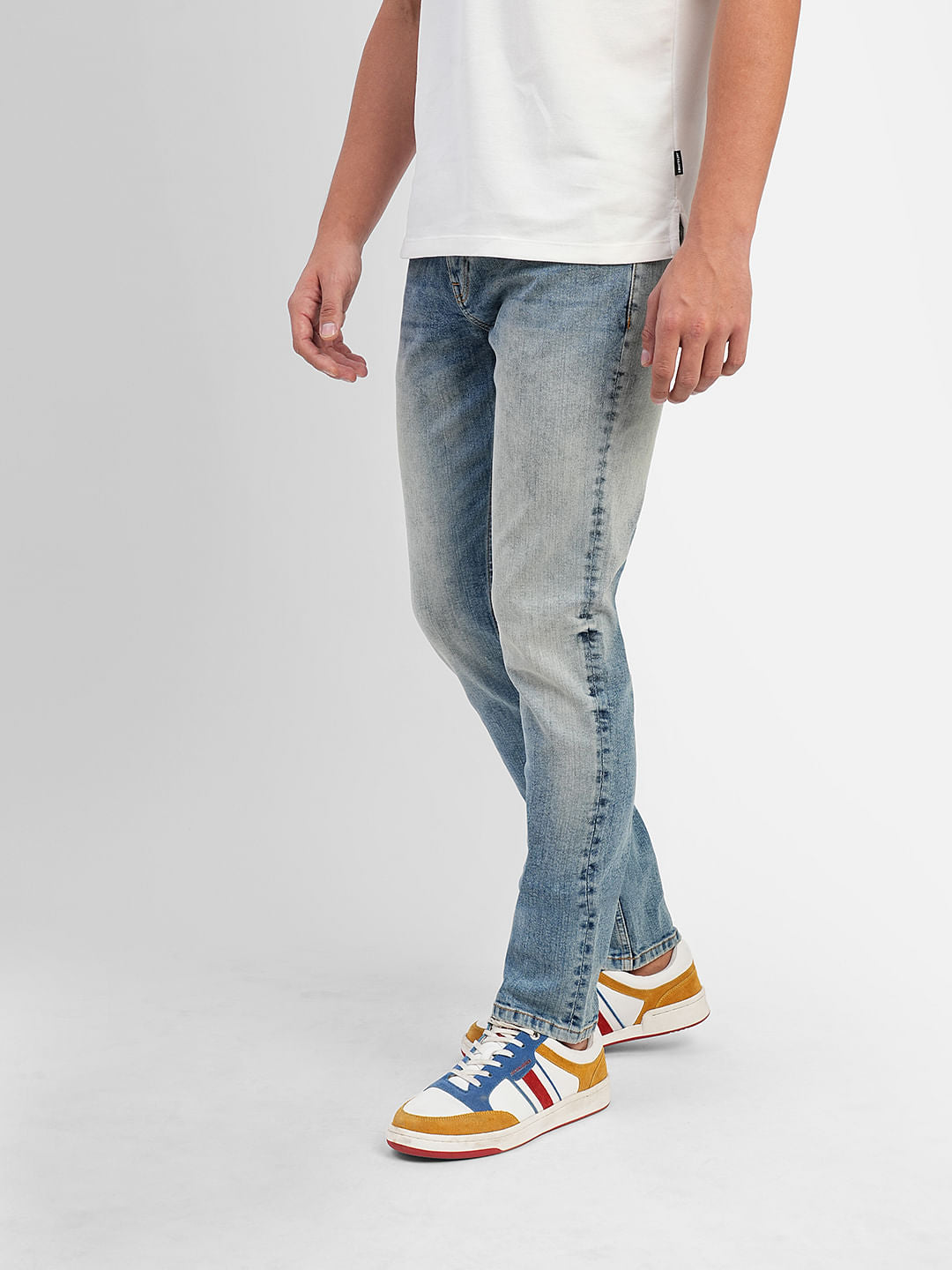 Blue Low Rise Distressed Glenn Slim Jeans