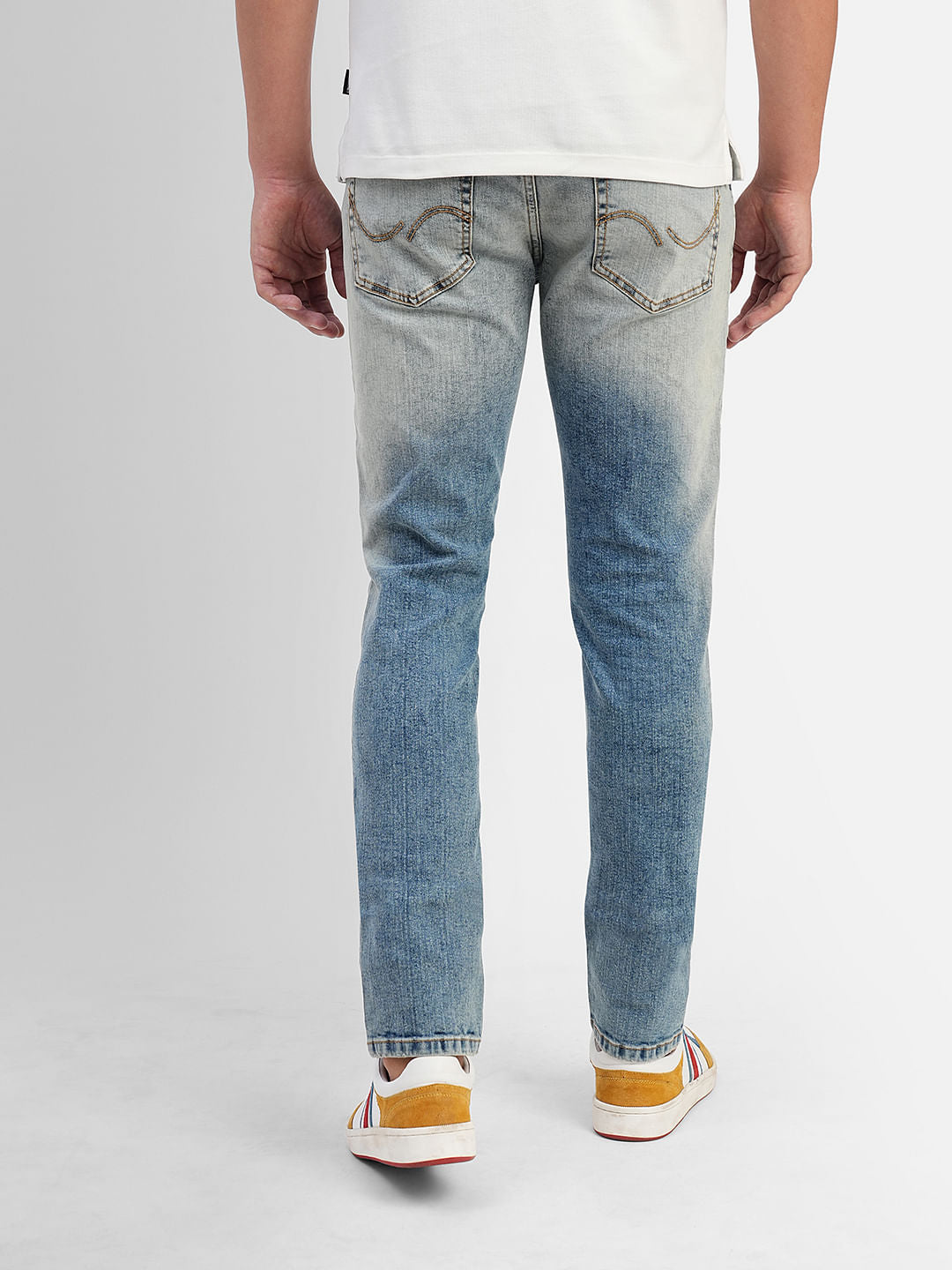 Blue Low Rise Distressed Glenn Slim Jeans