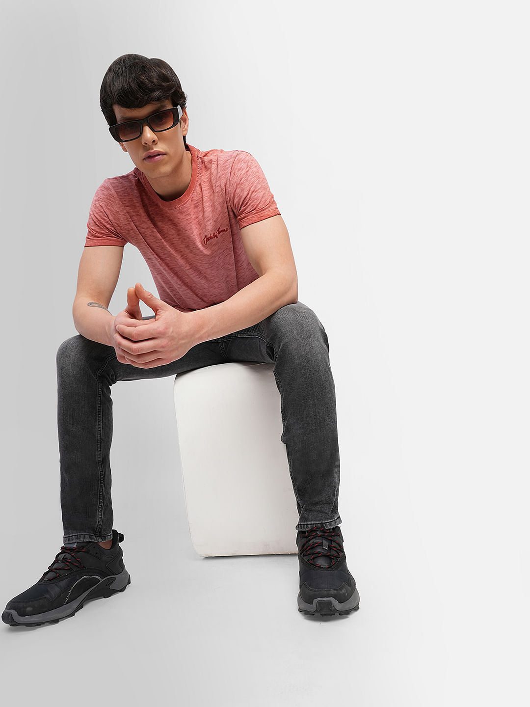 Black Low Rise Washed Glenn Slim Jeans