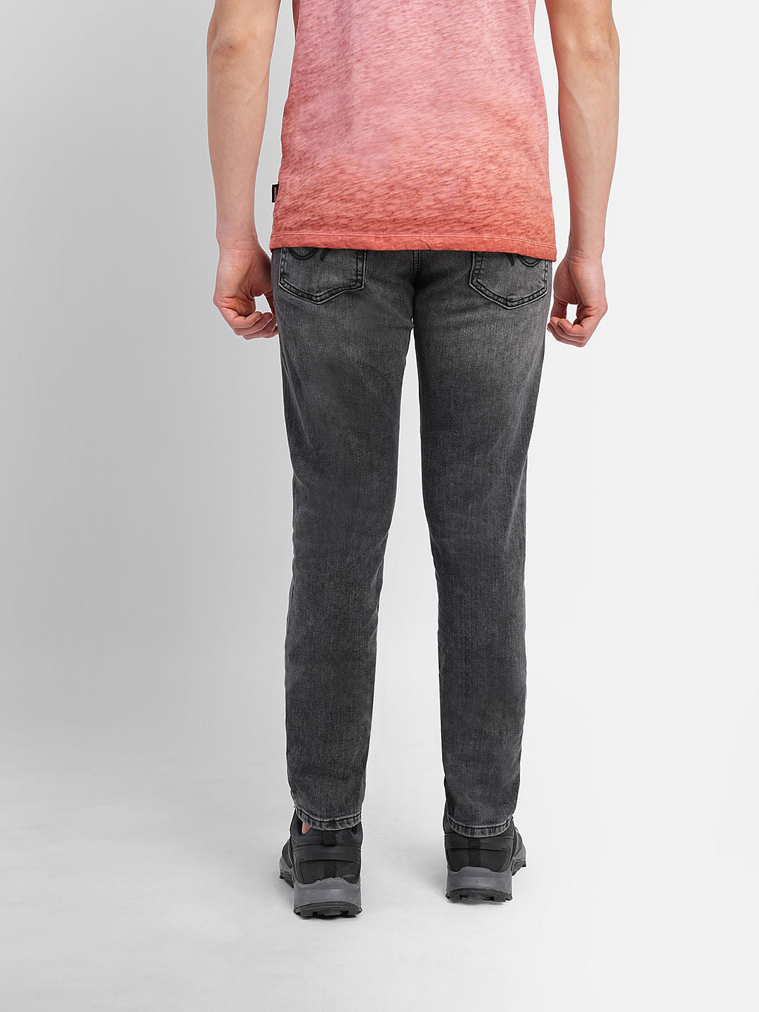 Black Low Rise Washed Glenn Slim Jeans