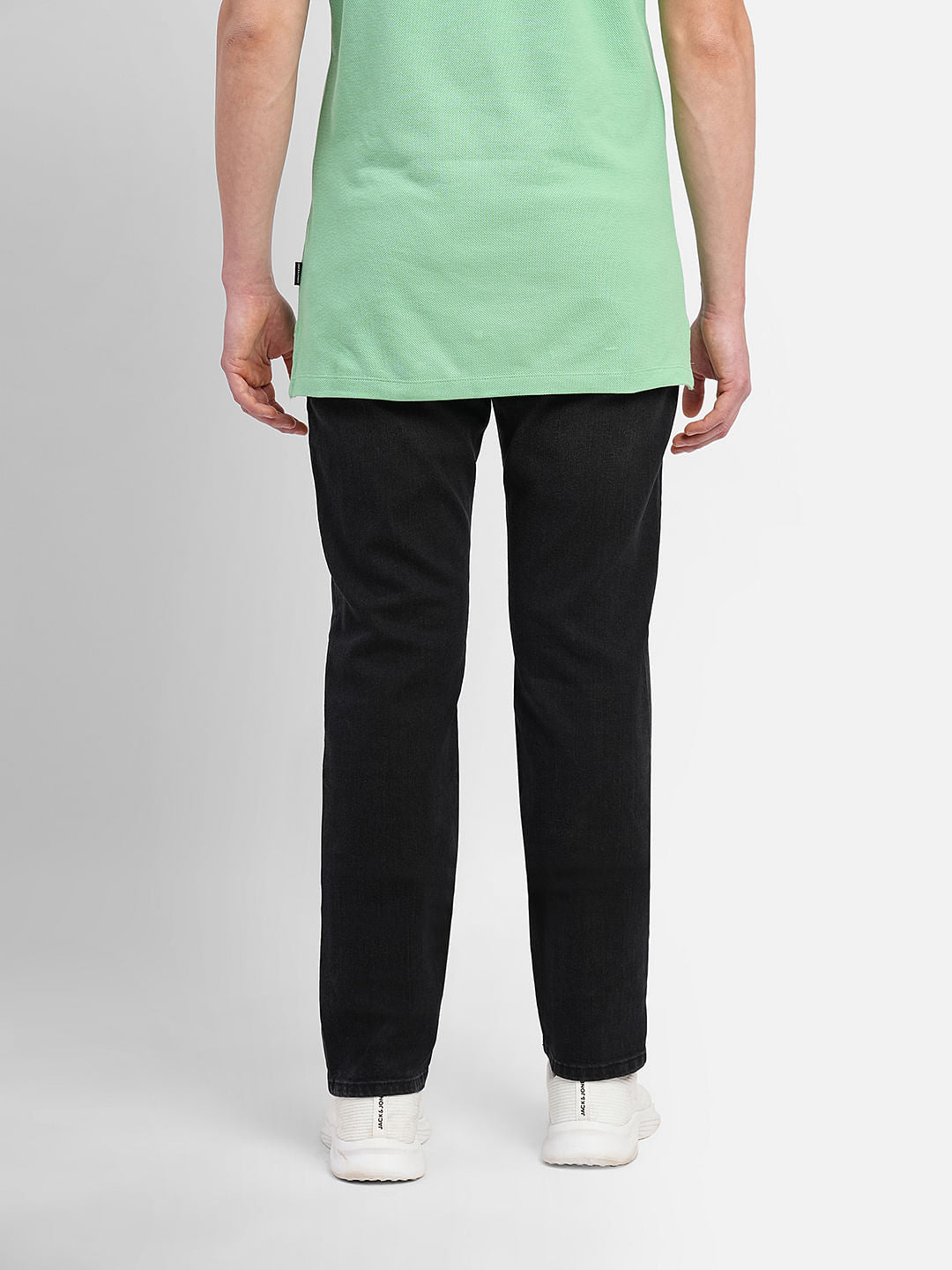 Black Mid Rise Clark Straight Fit Jeans