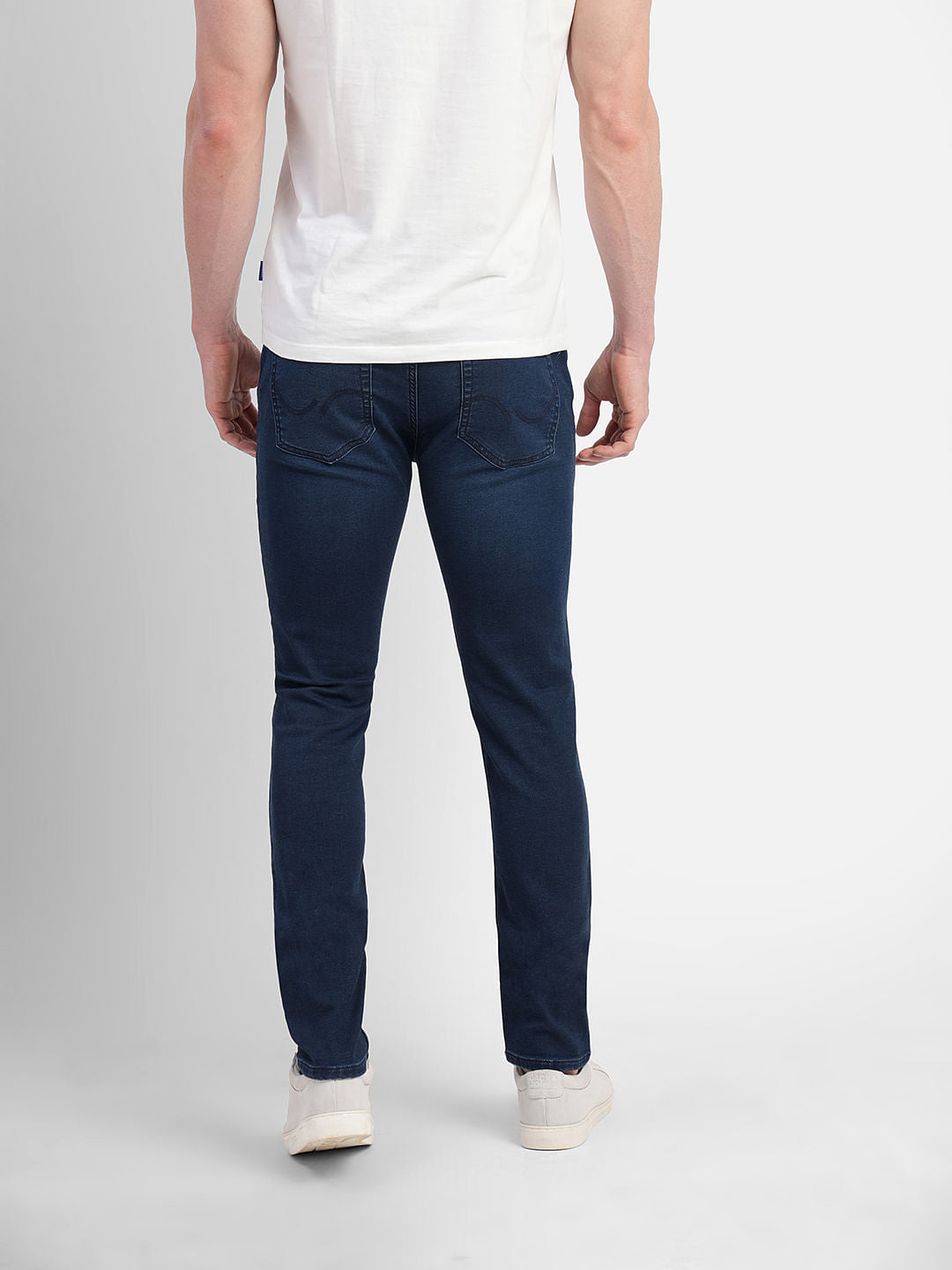 Dark Blue Low Rise Indigo Knit Skinny Fit Jeans