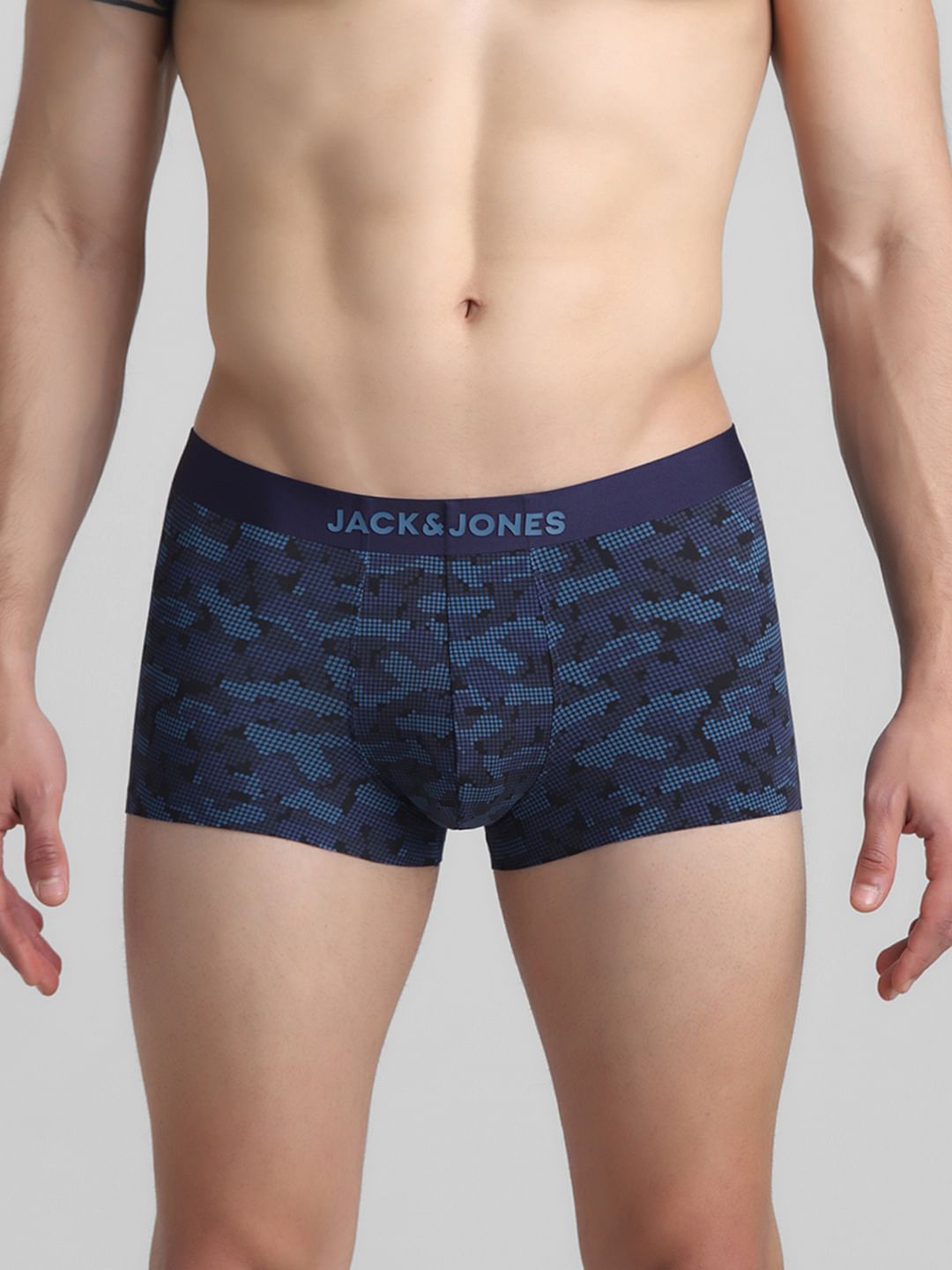 Navy Blue Camo Print Trunks