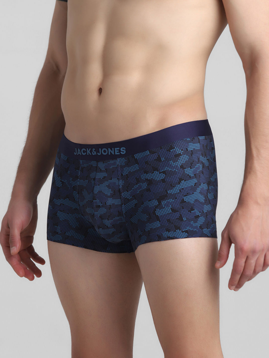 Navy Blue Camo Print Trunks