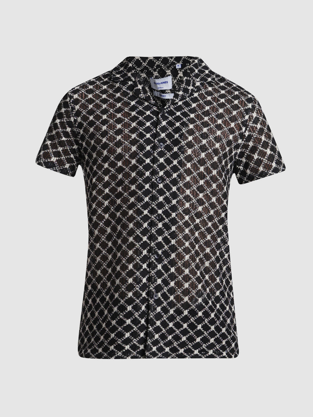 Black Printed Short Sleeves Shirt