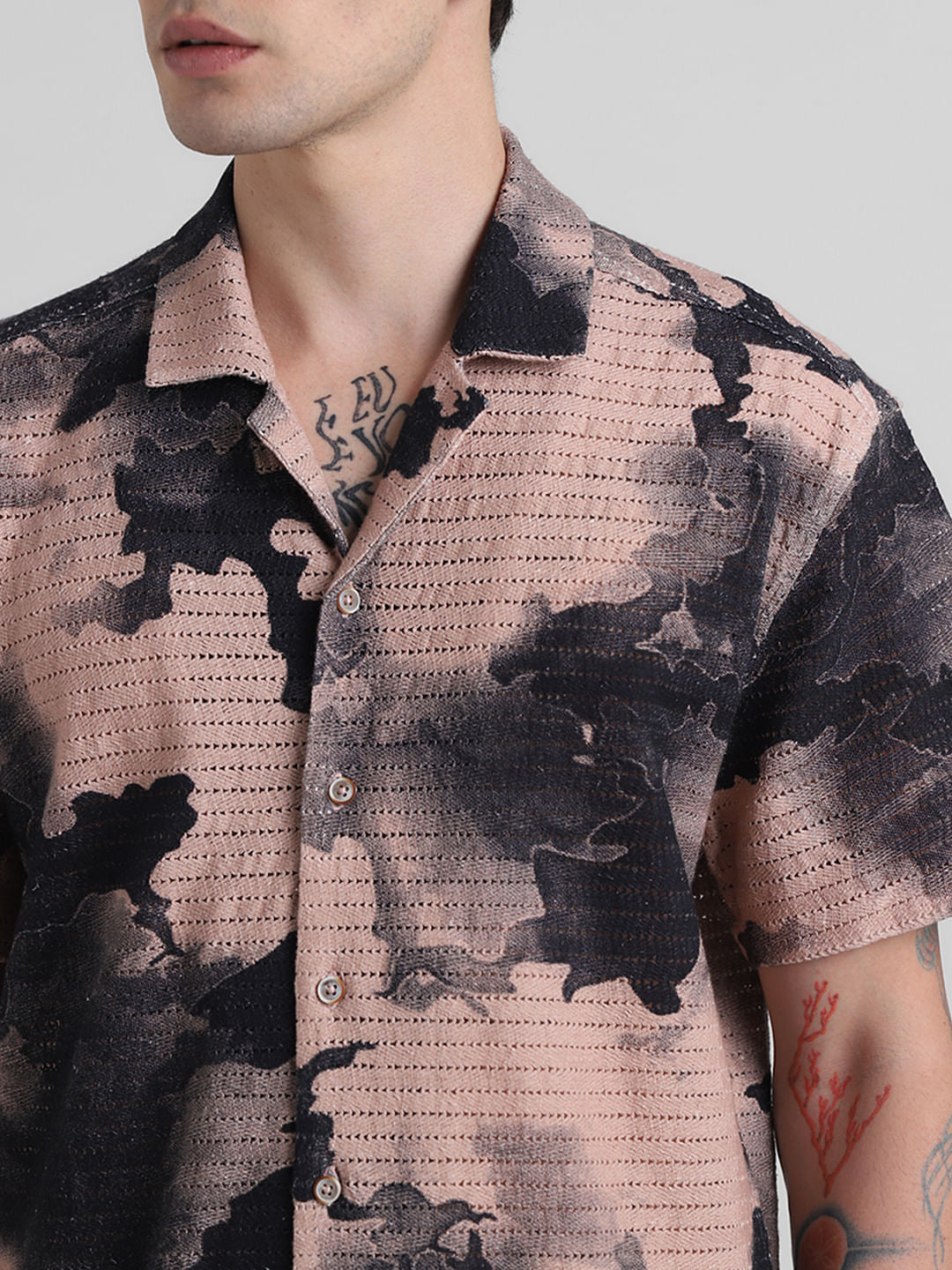 Beige Abstract Print Shirt
