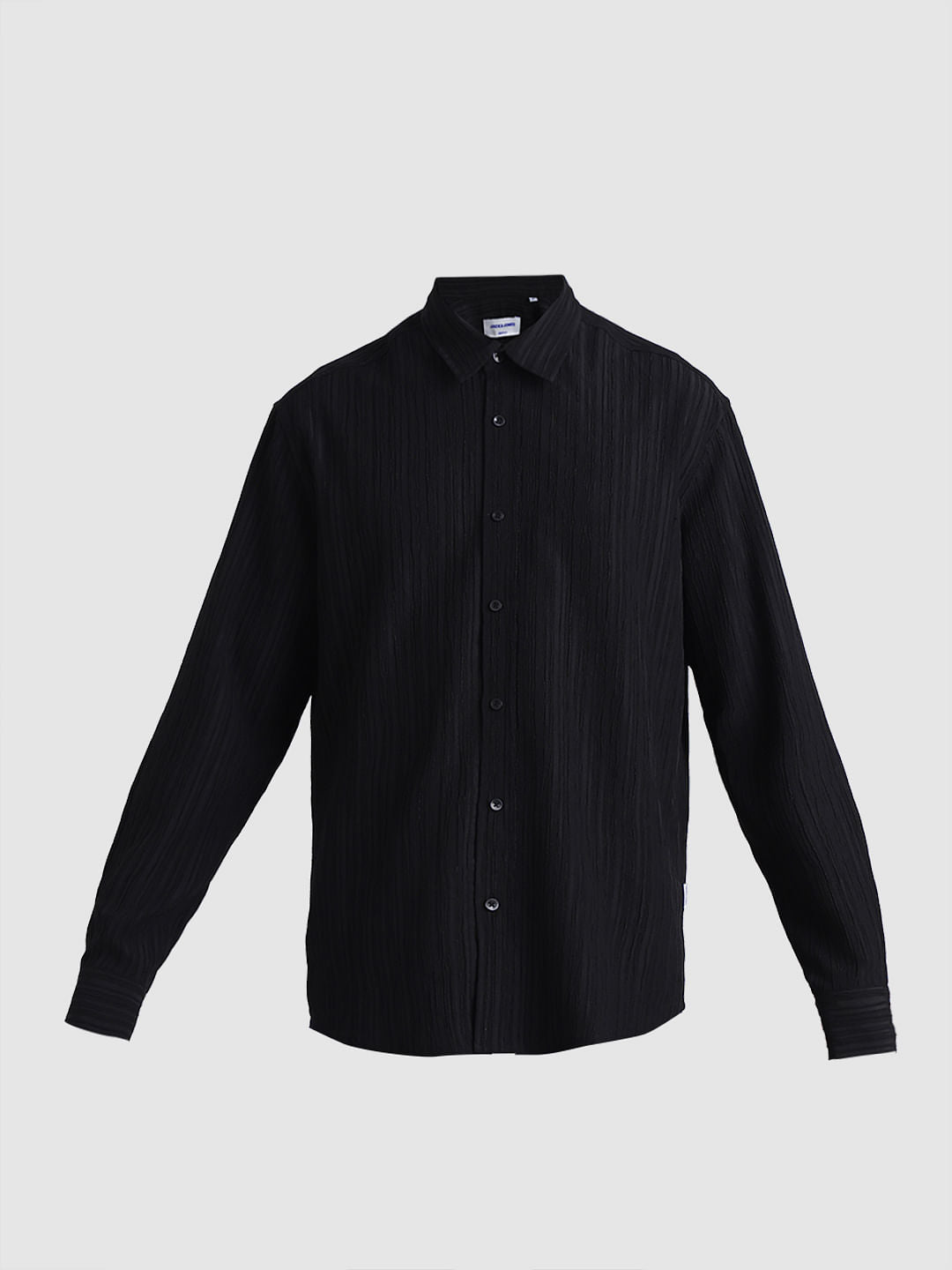 Black Crinkle Weave Shirt