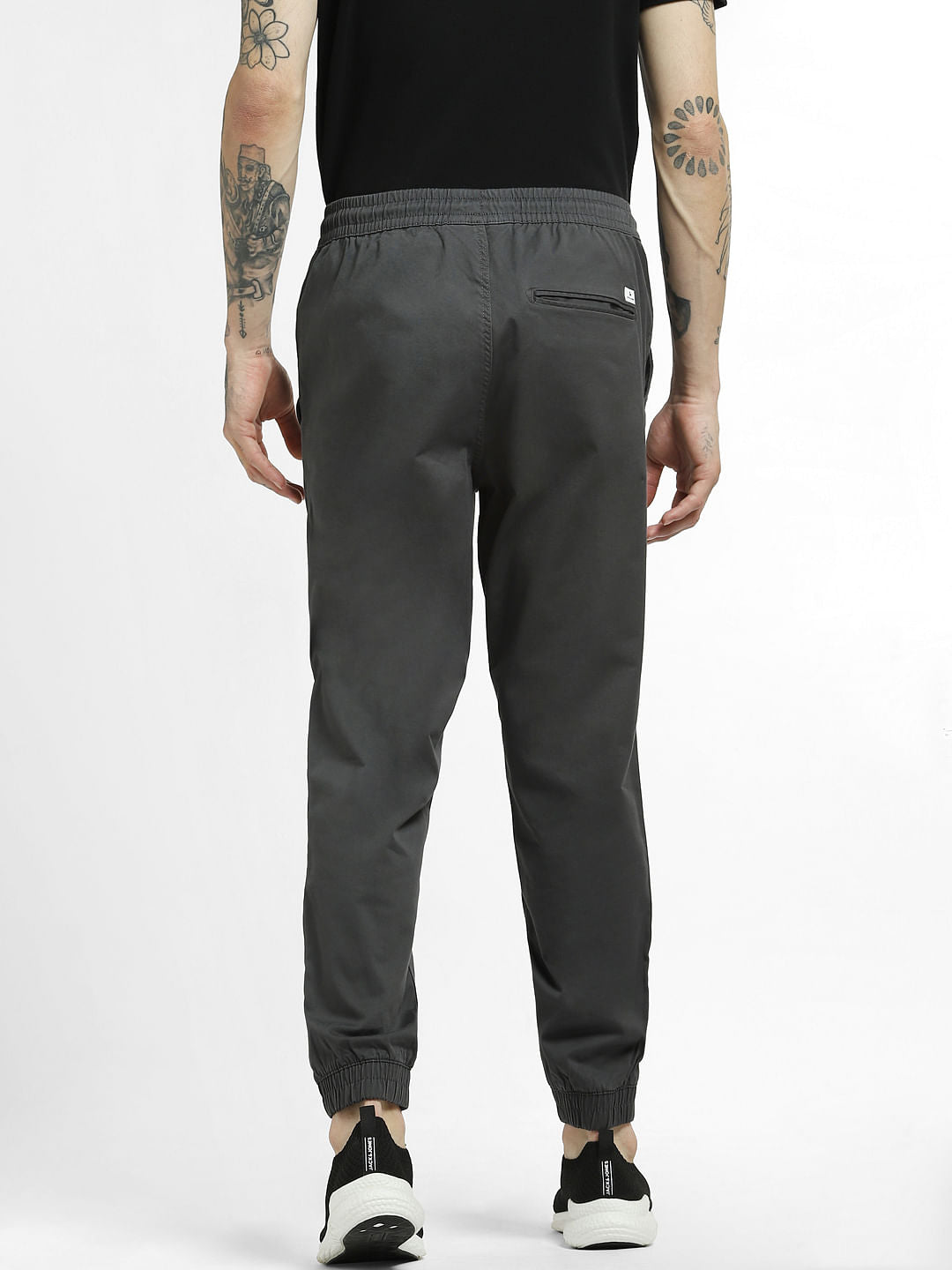 Grey Low Rise Cotton Pants